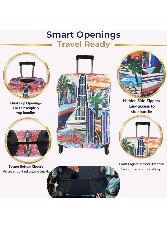 natOnat Travel Luggage Cover Protector - Suitcase Cover - Stretchy, Washable Spandex & Polyester - Protects Against Dirt & Scratches - Dubai Design - Fits 72-81 CM Height ( X Large ) - Image 3